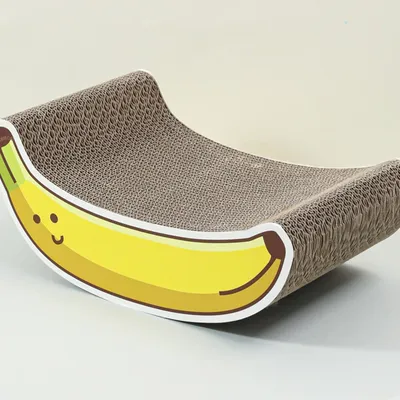 Gebogener Katzenkratzbaum aus Pappe – Bananen – Kratzfest