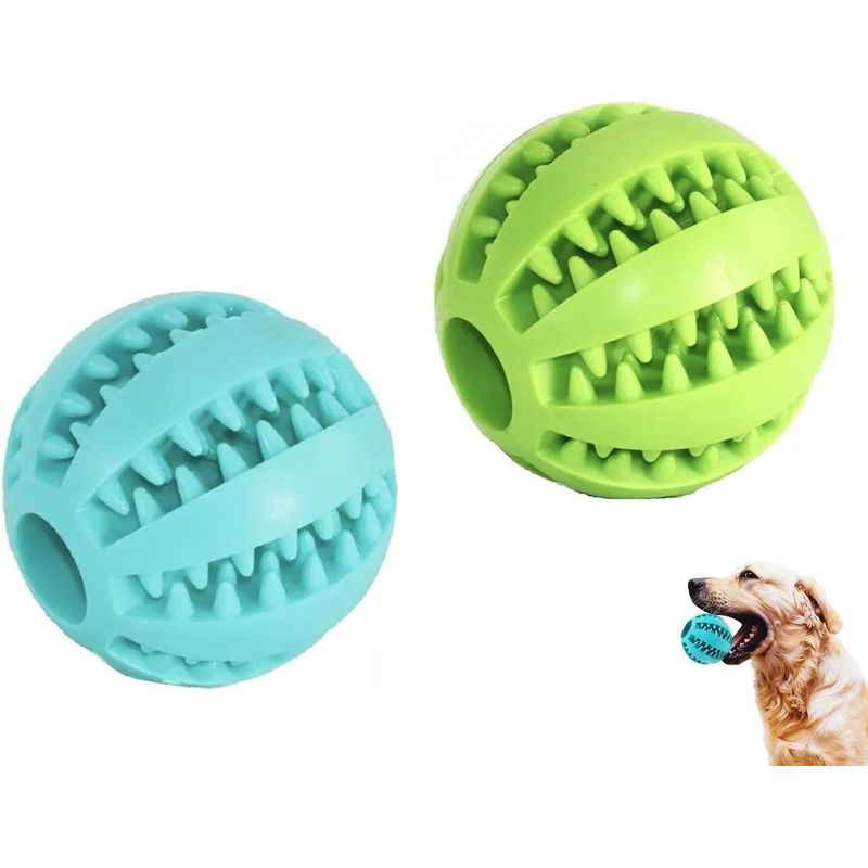 HausPets 2er Set Natürliche Gummibälle für Hundezahnpflege & Spiel