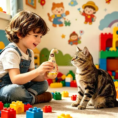 HausPets Interaktives Katzenspielzeug Bär aus Holz & Baumwolle