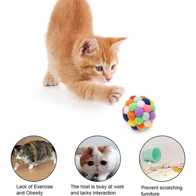 HausPets Bunte Katzenbälle mit Katzenminze und Interaktiver Glocke