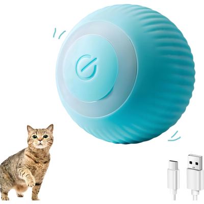 HausPets Automatische Katzenkugel mit LED und USB Blau
