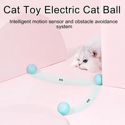 HausPets Automatische Katzenkugel mit LED und USB Blau