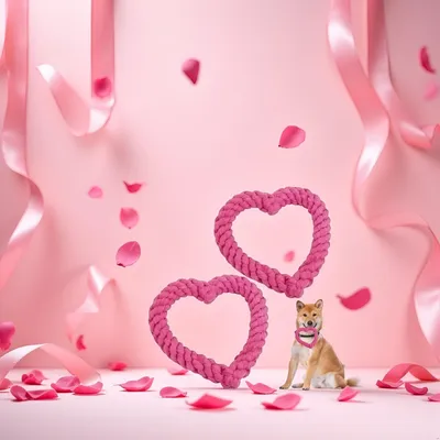 HausPets Herzförmiges Seilspielzeug Rosa Hund Katze Kauer