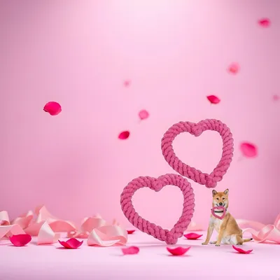 HausPets Herzförmiges Seilspielzeug Rosa Hund Katze Kauer