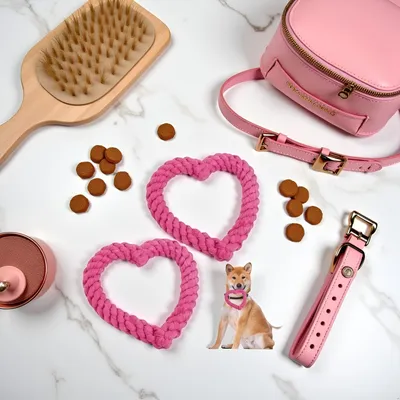 HausPets Herzförmiges Seilspielzeug Rosa Hund Katze Kauer