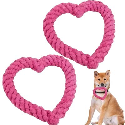 HausPets Herzförmiges Seilspielzeug Rosa Hund Katze Kauer