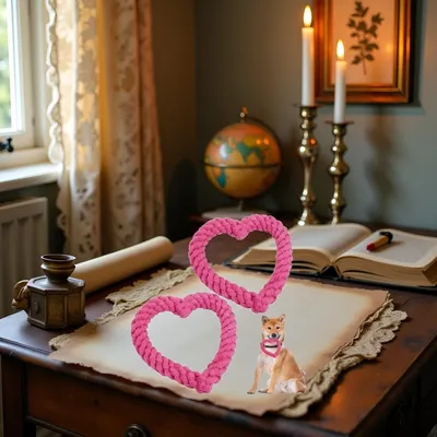 HausPets Herzförmiges Seilspielzeug Rosa Hund Katze Kauer