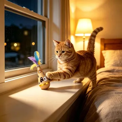 HausPets Jouet Interactif Chat Ours en Bois et Coton