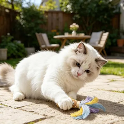 HausPets Jouet Interactif Chat Ours en Bois et Coton