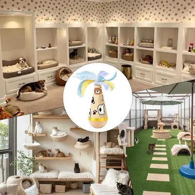HausPets Jouet Interactif Chat Ours en Bois et Coton