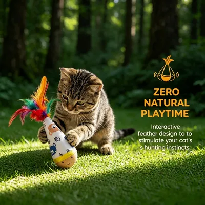 HausPets Spielzeug Katze Buche Wackelbalance Federn 2er Set