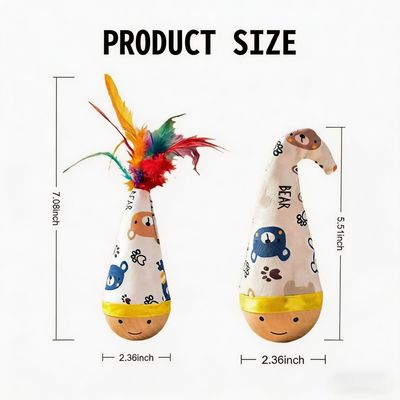 HausPets Jouet Chat Hêtre Balance Plumes Lot 2