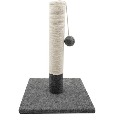 HausPets Poteau Griffoir Chat 42cm Gris Blanc Jouet Pompon Stable