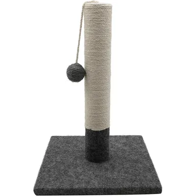 HausPets Poteau Griffoir Chat 42cm Gris Blanc Jouet Pompon Stable HausPets Poteau Griffoir Chat 42cm Gris Blanc Jouet Pompon Stable