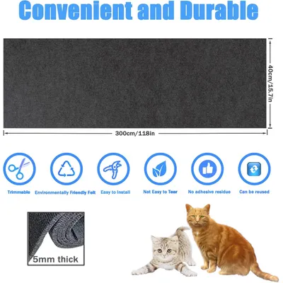HausPets Tapis Griffoir Chat Autocollant 300x40cm DIY Antidérapant Gris HausPets Tapis Griffoir Chat Autocollant 300x40cm DIY Antidérapant Gris