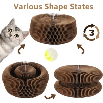 HausPets Griffoir Chat Carton Magique Pliable 2 en 1 avec Clochette HausPets Griffoir Chat Carton Magique Pliable 2 en 1 avec Clochette