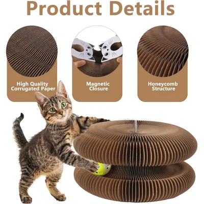 HausPets Griffoir Chat Carton Magique Pliable 2 en 1 avec Clochette HausPets Griffoir Chat Carton Magique Pliable 2 en 1 avec Clochette