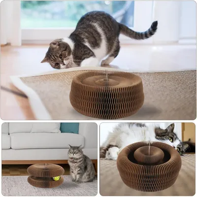 HausPets Griffoir Chat Carton Magique Pliable 2 en 1 avec Clochette HausPets Griffoir Chat Carton Magique Pliable 2 en 1 avec Clochette