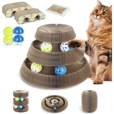 HausPets 2x Griffoir Chat Pliable Arc Magique Clochette Interactif HausPets 2x Griffoir Chat Pliable Arc Magique Clochette Interactif
