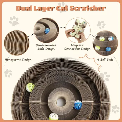 HausPets 2x Griffoir Chat Pliable Arc Magique Clochette Interactif HausPets 2x Griffoir Chat Pliable Arc Magique Clochette Interactif