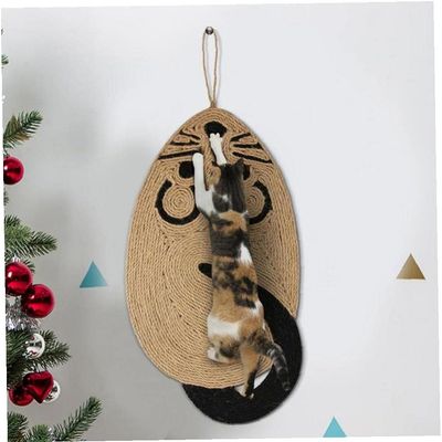 HausPets Rascador de pared gatos sisal natural, forma ratón antideslizante