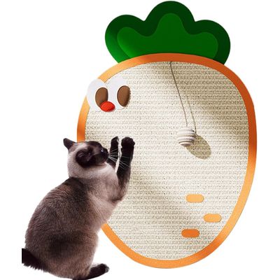 HausPets Griffoir Chat Mural Sisal Carotte avec Balle 65x43cm