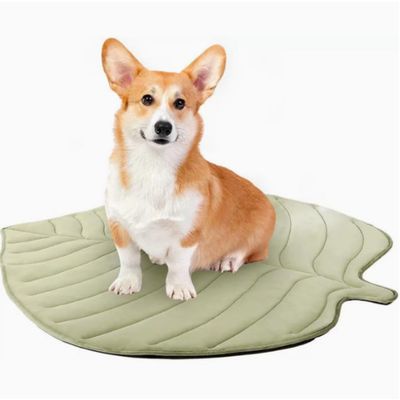 HausPets Kühlmatte Hund Katze 122x130cm grün blattförmig