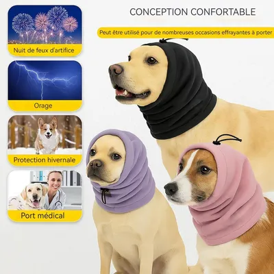 Capuche anti-bruit chien - Protège-oreilles réglable, rose M Capuche anti-bruit chien - Protège-oreilles réglable, rose M