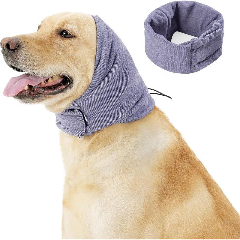 Protège oreilles chien anti secousses capuche apaisante violet S