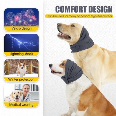 Protège oreilles chien anti secousses capuche apaisante gris M