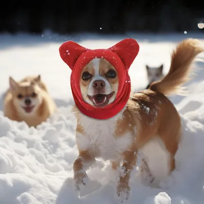 2 pièces casquette chien snood rouge noir S épais hiver 2 pièces casquette chien snood rouge noir S épais hiver
