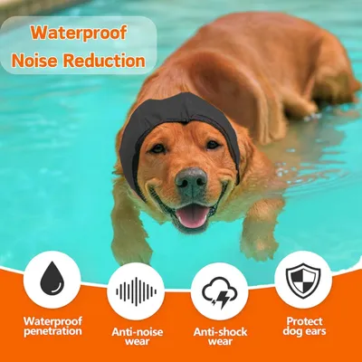 Cache oreilles bain chien étanche réduction bruit réglable bleu S Cache oreilles bain chien étanche réduction bruit réglable bleu S