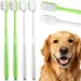 Lot 4 brosses à dents chien chat – Poils souples – Blanc/vert