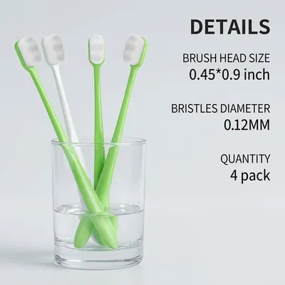 Lot 4 brosses à dents chien chat – Poils souples – Blanc/vert Lot 4 brosses à dents chien chat – Poils souples – Blanc/vert