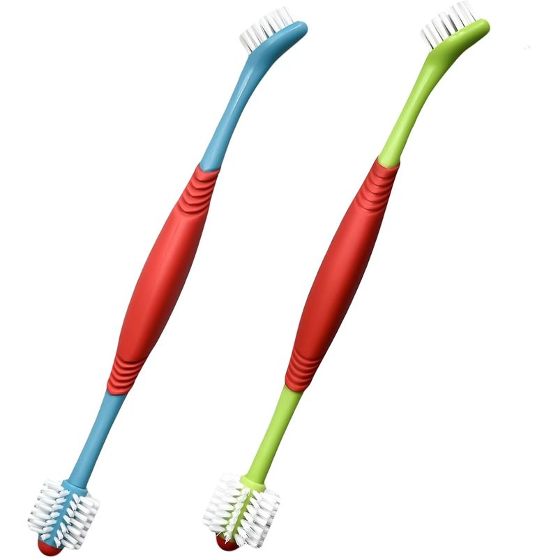 Brosse à dents double tête pour chien et chat