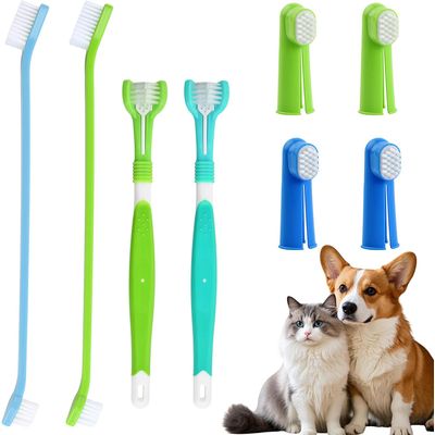 Lot de 8 Ensemble de brosses à dents pour chiens et chats