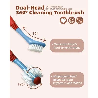 2 brosses double tête chien – Nettoyage 360° – Bleu 2 brosses double tête chien – Nettoyage 360° – Bleu