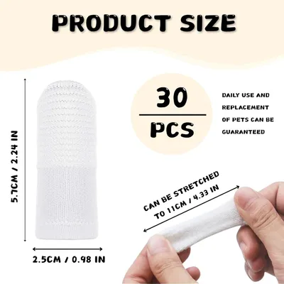 30 brosses à doigts 360° chien chat – Anti-plaque – Blanc 30 brosses à doigts 360° chien chat – Anti-plaque – Blanc