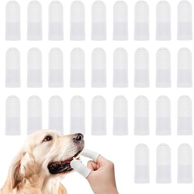 30 brosses à doigts 360° chien chat – Anti-plaque – Blanc
