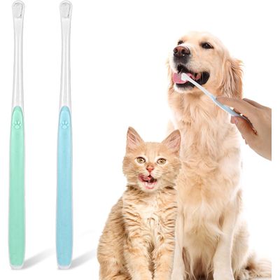 Lot de 2 brosses à dents pour chiens et chats