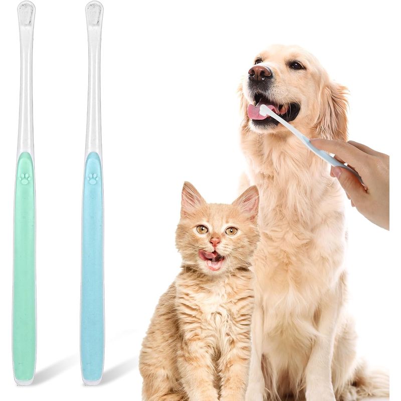 Lot de 2 brosses à dents pour chiens et chats
