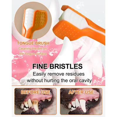 Lot 6 brosses à dents chien – 3 triple tête + 3 doigts Lot 6 brosses à dents chien – 3 triple tête + 3 doigts
