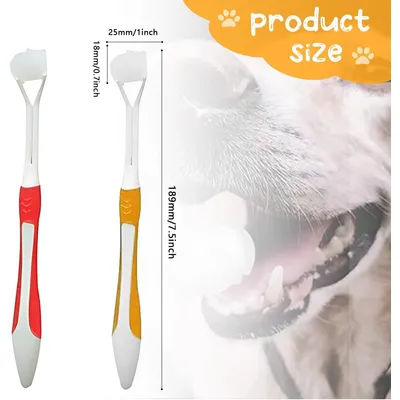 2 brosses à dents chien chat – Hygiène buccale – Rouge/jaune 2 brosses à dents chien chat – Hygiène buccale – Rouge/jaune