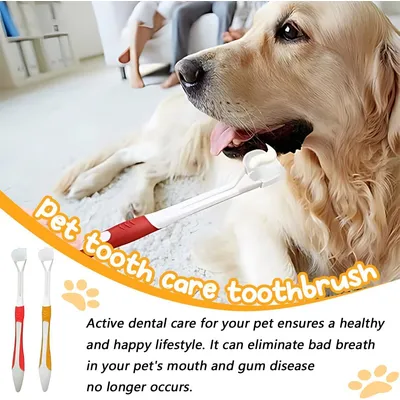 2 brosses à dents chien chat – Hygiène buccale – Rouge/jaune 2 brosses à dents chien chat – Hygiène buccale – Rouge/jaune