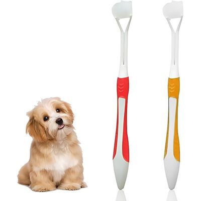 2 brosses à dents chien chat – Hygiène buccale – Rouge/jaune