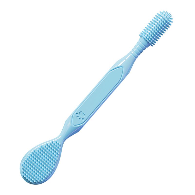 Brosse à dents double tête pour chiens et chats,bleu