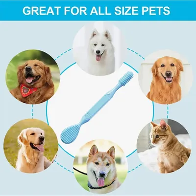 Brosse à dents double tête pour chiens et chats,bleu Brosse à dents double tête pour chiens et chats,bleu
