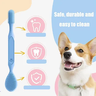 Brosse à dents double tête pour chiens et chats,bleu Brosse à dents double tête pour chiens et chats,bleu