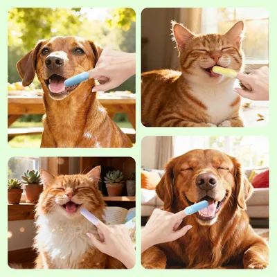 Ensemble de brosses à dents en silicone pour chiens et chats Ensemble de brosses à dents en silicone pour chiens et chats