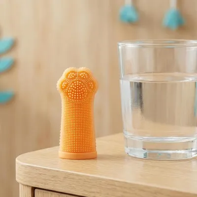 4 brosses à doigts silicone chien chat – Boîte rangement 4 brosses à doigts silicone chien chat – Boîte rangement
